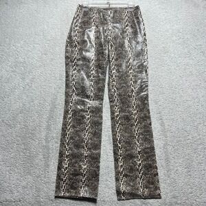 Frenchi Genuine Leather Pants Womens Size 7 Brown Snakeskin Print Y2k